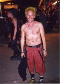 tennis ball yellow and no shirt (duh!) at Goth Festival in Germany - 2000